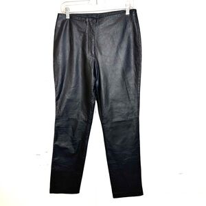 Newport News Easy Style Leather Straight Leg Pants In Black